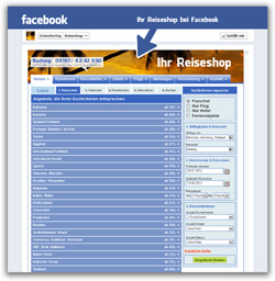 Reisen auf Facebook buchen, Reiseshop auf Facebook, Ihr eigenes Design